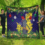 Australia Gang-gang Cockatoo Christmas Quilt Callocephalon Fimbriatum Golden Wattle Blue - Aussie Hoodie