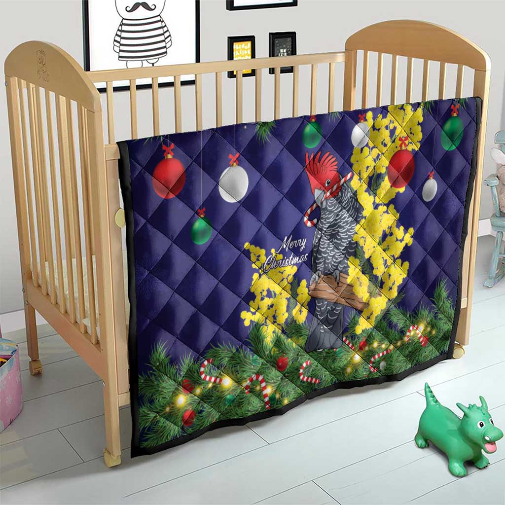 Australia Gang-gang Cockatoo Christmas Quilt Callocephalon Fimbriatum Golden Wattle Blue - Aussie Hoodie