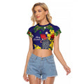 Australia Gang-gang Cockatoo Christmas Raglan Cropped T Shirt Callocephalon Fimbriatum Golden Wattle Blue - Aussie Hoodie
