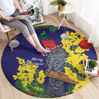 Australia Gang-gang Cockatoo Christmas Round Carpet Callocephalon Fimbriatum Golden Wattle Blue - Aussie Hoodie