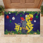 Australia Gang-gang Cockatoo Christmas Rubber Doormat Callocephalon Fimbriatum Golden Wattle Blue - Aussie Hoodie