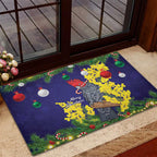 Australia Gang-gang Cockatoo Christmas Rubber Doormat Callocephalon Fimbriatum Golden Wattle Blue - Aussie Hoodie