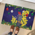 Australia Gang-gang Cockatoo Christmas Rubber Doormat Callocephalon Fimbriatum Golden Wattle Blue - Aussie Hoodie