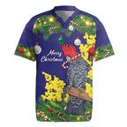 Australia Gang-gang Cockatoo Christmas Rugby Jersey Callocephalon Fimbriatum Golden Wattle Blue - Aussie Hoodie