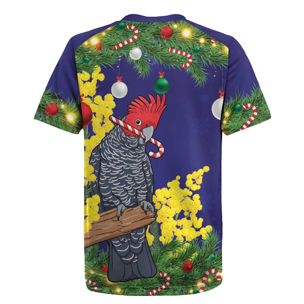 Australia Gang-gang Cockatoo Christmas Rugby Jersey Callocephalon Fimbriatum Golden Wattle Blue - Aussie Hoodie