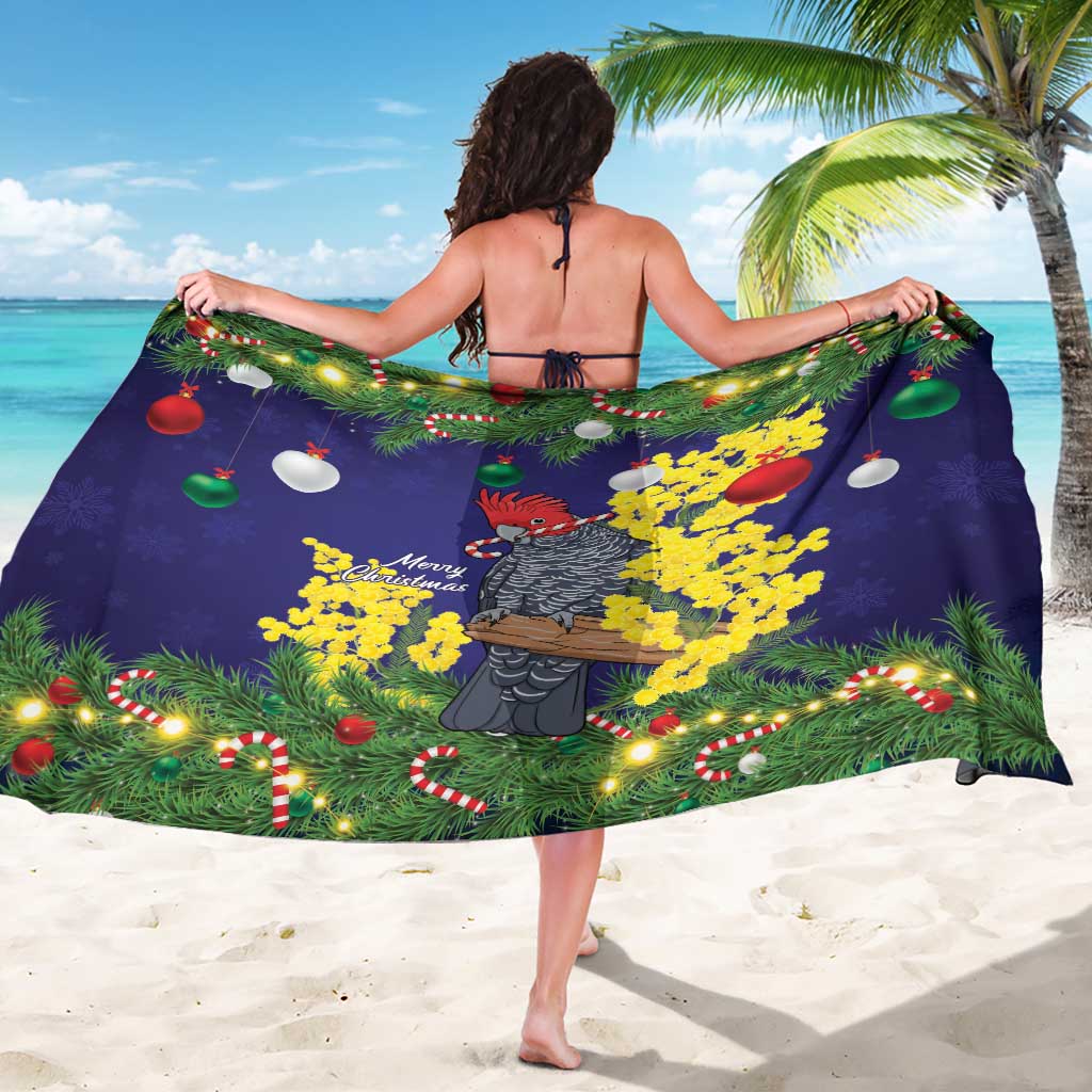 Australia Gang-gang Cockatoo Christmas Sarong Callocephalon Fimbriatum Golden Wattle Blue - Aussie Hoodie