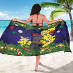 Australia Gang-gang Cockatoo Christmas Sarong Callocephalon Fimbriatum Golden Wattle Blue - Aussie Hoodie