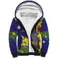 Australia Gang-gang Cockatoo Christmas Sherpa Hoodie Callocephalon Fimbriatum Golden Wattle Blue - Aussie Hoodie