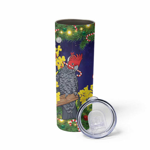 Australia Gang-gang Cockatoo Christmas Skinny Tumbler Callocephalon Fimbriatum Golden Wattle Blue - Aussie Hoodie