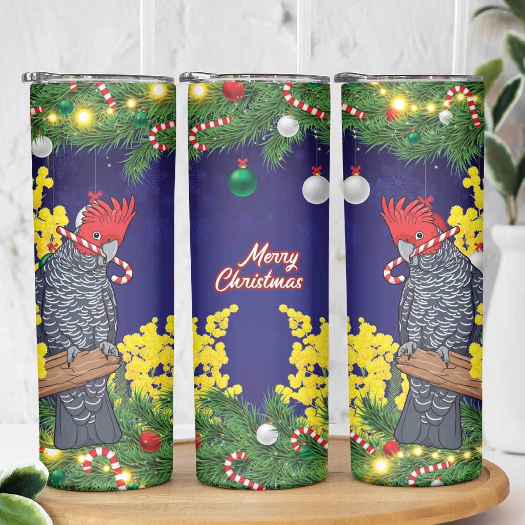 Australia Gang-gang Cockatoo Christmas Skinny Tumbler Callocephalon Fimbriatum Golden Wattle Blue - Aussie Hoodie