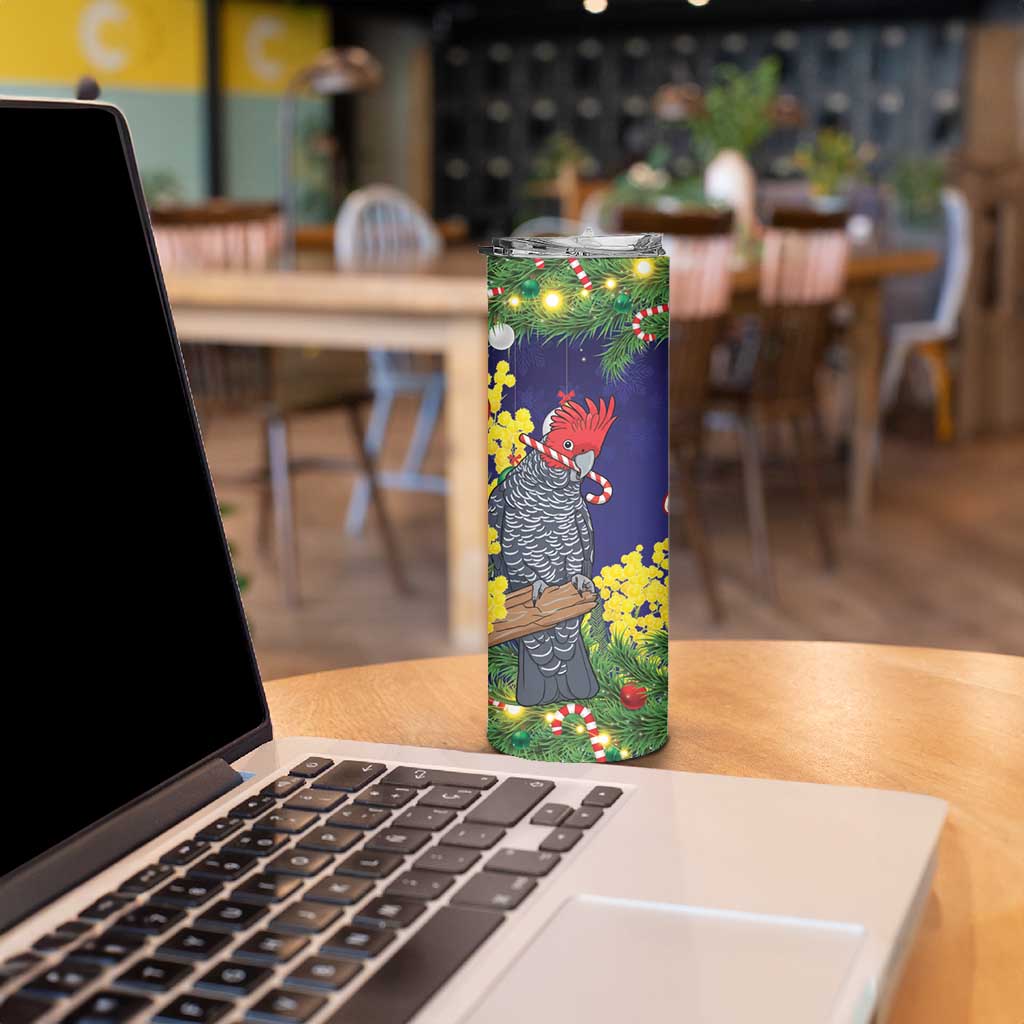 Australia Gang-gang Cockatoo Christmas Skinny Tumbler Callocephalon Fimbriatum Golden Wattle Blue - Aussie Hoodie