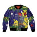 Australia Gang-gang Cockatoo Christmas Sleeve Zip Bomber Jacket Callocephalon Fimbriatum Golden Wattle Blue - Aussie Hoodie