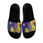 Australia Gang-gang Cockatoo Christmas Slide Sandals Callocephalon Fimbriatum Golden Wattle Blue - Aussie Hoodie