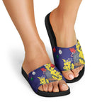 Australia Gang-gang Cockatoo Christmas Slide Sandals Callocephalon Fimbriatum Golden Wattle Blue - Aussie Hoodie