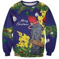 Australia Gang-gang Cockatoo Christmas Sweatshirt Callocephalon Fimbriatum Golden Wattle Blue - Aussie Hoodie