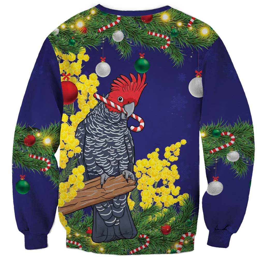 Australia Gang-gang Cockatoo Christmas Sweatshirt Callocephalon Fimbriatum Golden Wattle Blue - Aussie Hoodie