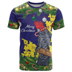 Australia Gang-gang Cockatoo Christmas T Shirt Callocephalon Fimbriatum Golden Wattle Blue - Aussie Hoodie