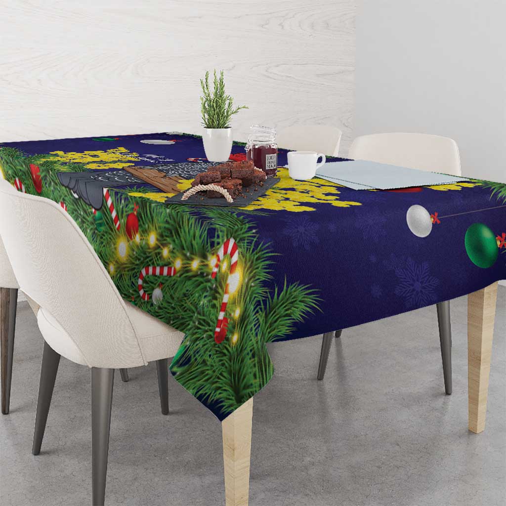 Australia Gang-gang Cockatoo Christmas Tablecloth Callocephalon Fimbriatum Golden Wattle Blue - Aussie Hoodie