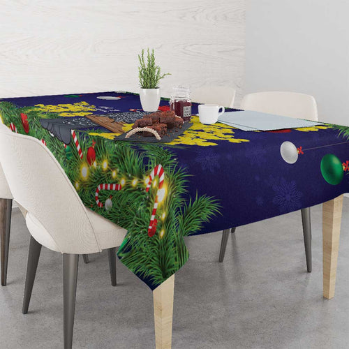 Australia Gang-gang Cockatoo Christmas Tablecloth Callocephalon Fimbriatum Golden Wattle Blue - Aussie Hoodie
