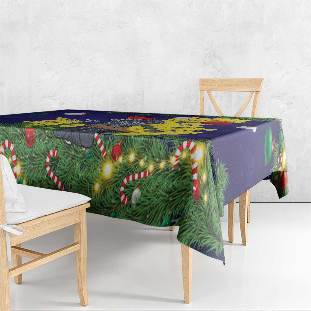 Australia Gang-gang Cockatoo Christmas Tablecloth Callocephalon Fimbriatum Golden Wattle Blue - Aussie Hoodie