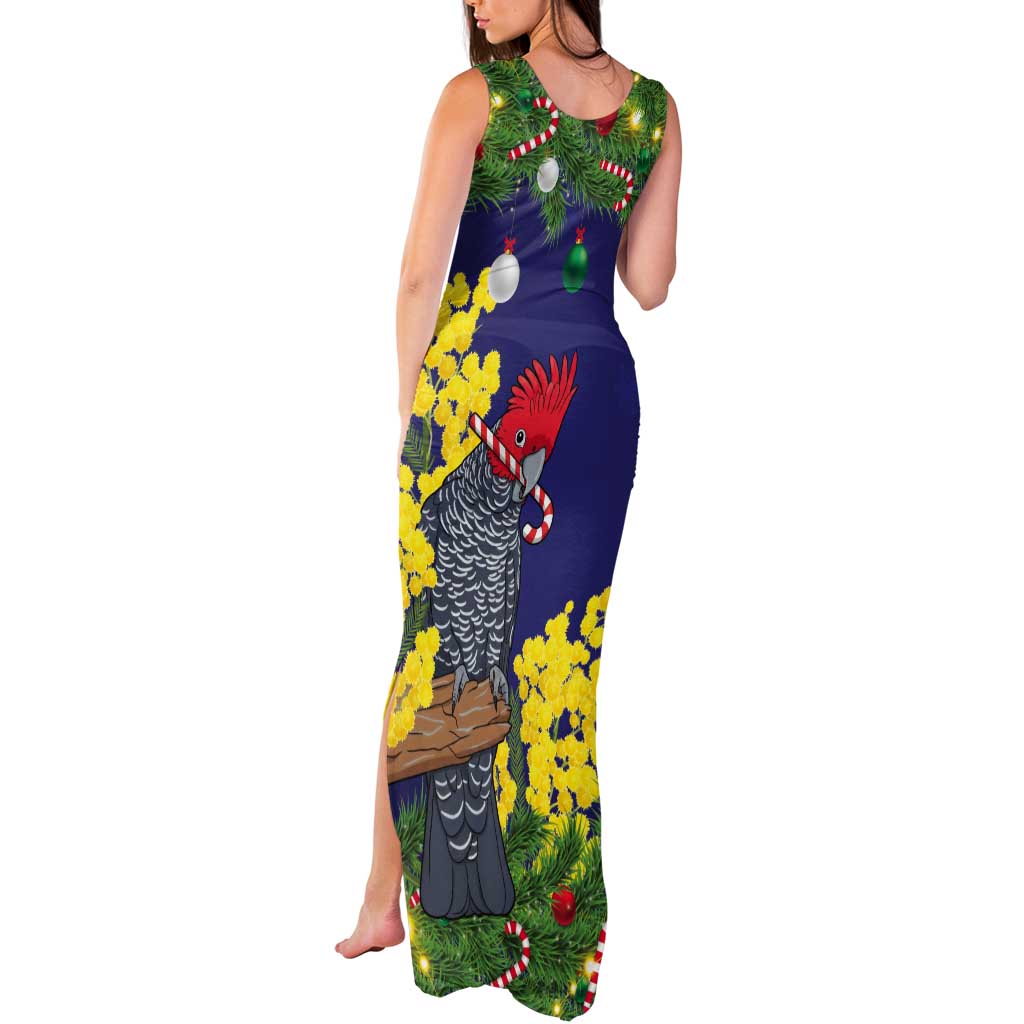 Australia Gang-gang Cockatoo Christmas Tank Maxi Dress Callocephalon Fimbriatum Golden Wattle Blue - Aussie Hoodie