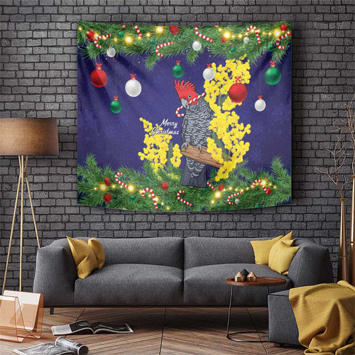 Australia Gang-gang Cockatoo Christmas Tapestry Callocephalon Fimbriatum Golden Wattle Blue - Aussie Hoodie