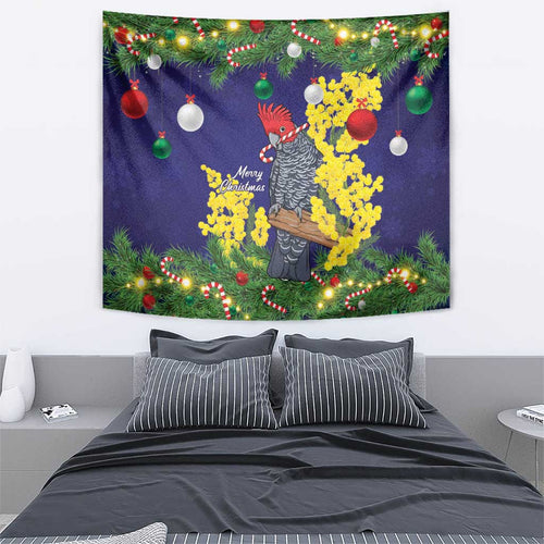 Australia Gang-gang Cockatoo Christmas Tapestry Callocephalon Fimbriatum Golden Wattle Blue - Aussie Hoodie