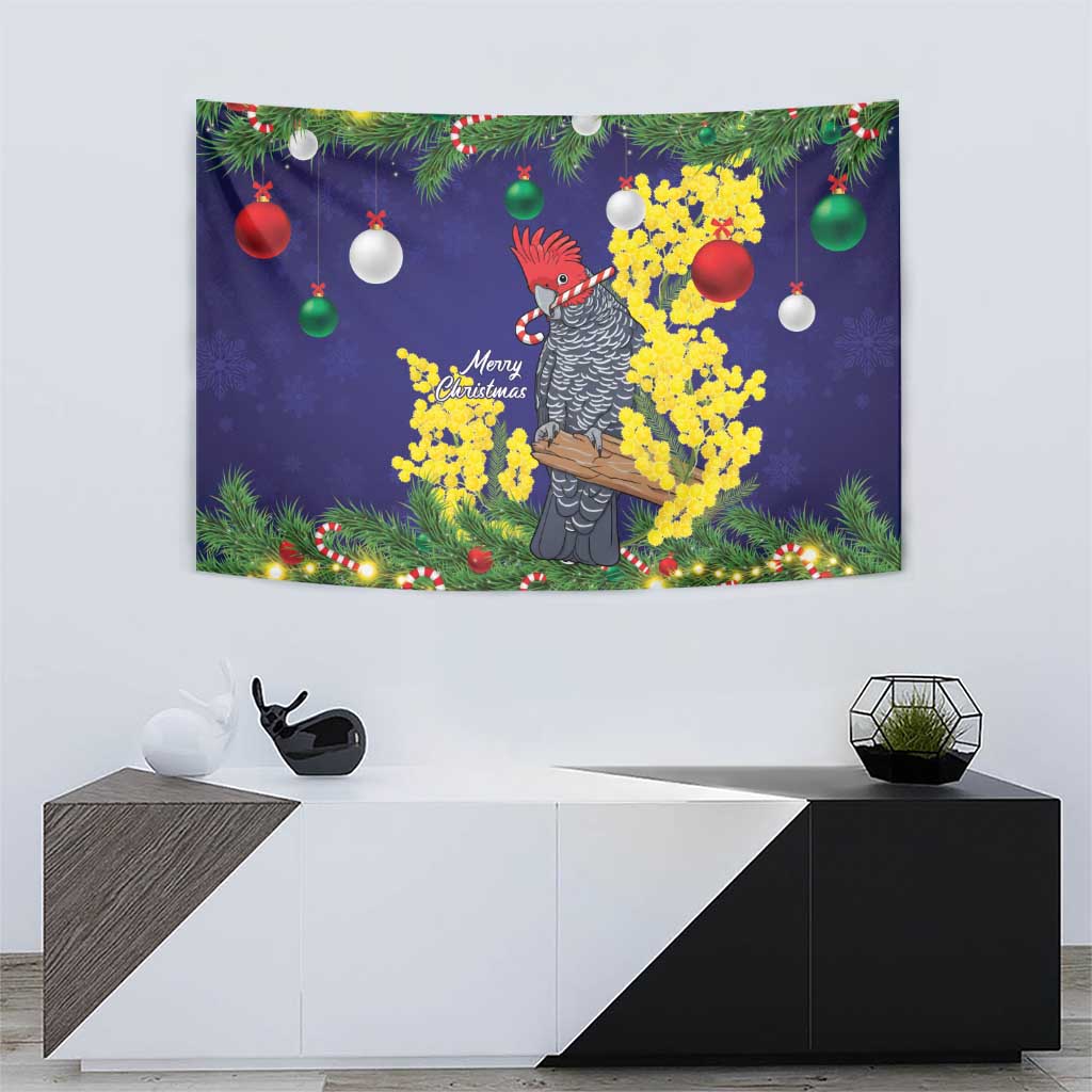 Australia Gang-gang Cockatoo Christmas Tapestry Callocephalon Fimbriatum Golden Wattle Blue - Aussie Hoodie