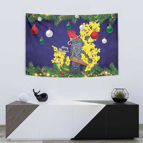 Australia Gang-gang Cockatoo Christmas Tapestry Callocephalon Fimbriatum Golden Wattle Blue - Aussie Hoodie