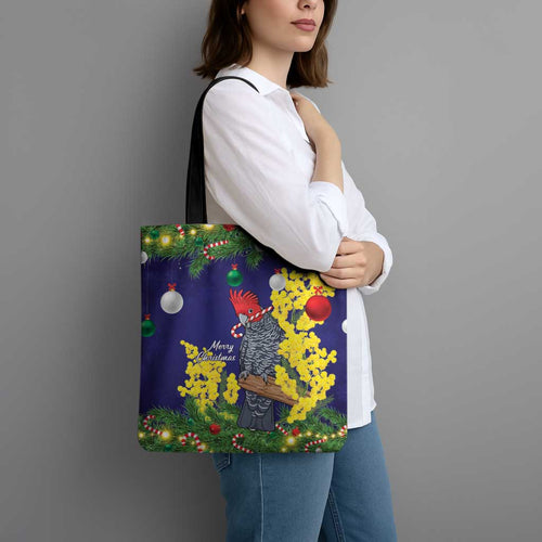 Australia Gang-gang Cockatoo Christmas Tote Bag Callocephalon Fimbriatum Golden Wattle Blue - Aussie Hoodie