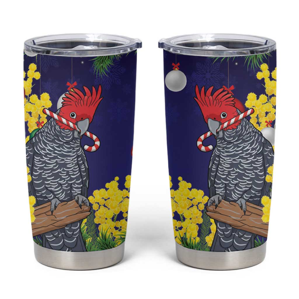 Australia Gang-gang Cockatoo Christmas Tumbler Cup Callocephalon Fimbriatum Golden Wattle Blue - Aussie Hoodie