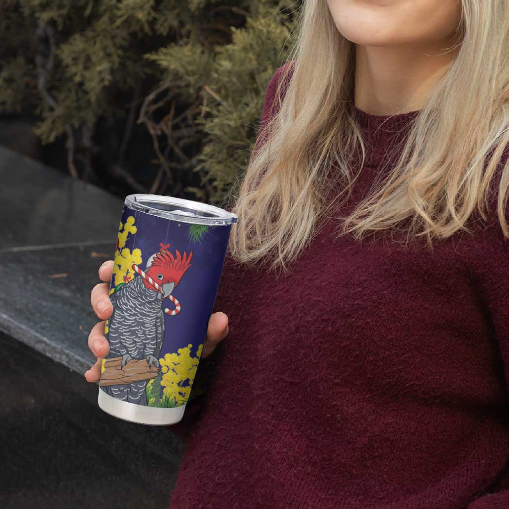Australia Gang-gang Cockatoo Christmas Tumbler Cup Callocephalon Fimbriatum Golden Wattle Blue - Aussie Hoodie