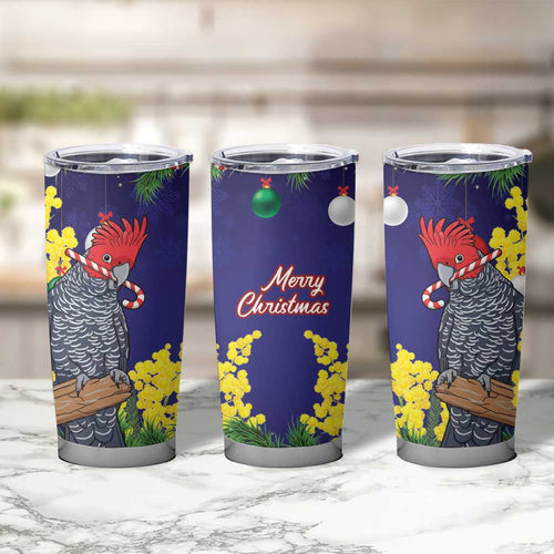 Australia Gang-gang Cockatoo Christmas Tumbler Cup Callocephalon Fimbriatum Golden Wattle Blue - Aussie Hoodie