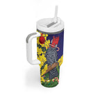 Australia Gang-gang Cockatoo Christmas Tumbler With Handle Callocephalon Fimbriatum Golden Wattle Blue - Aussie Hoodie
