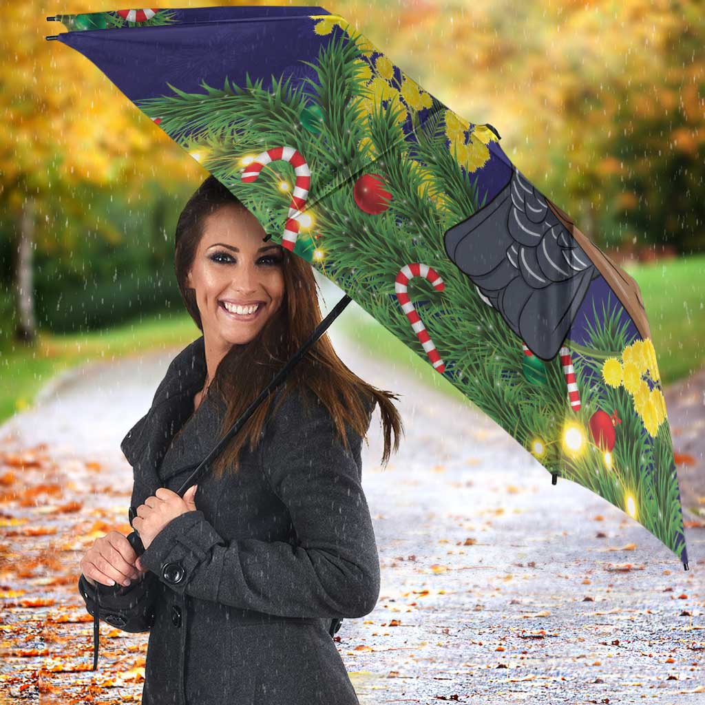 Australia Gang-gang Cockatoo Christmas Umbrella Callocephalon Fimbriatum Golden Wattle Blue - Aussie Hoodie