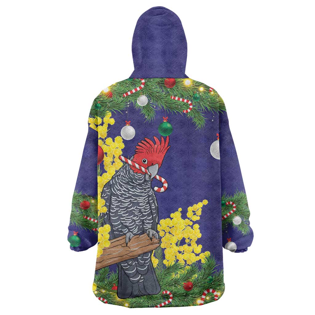 Australia Gang-gang Cockatoo Christmas Wearable Blanket Hoodie Callocephalon Fimbriatum Golden Wattle Blue - Aussie Hoodie
