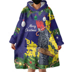 Australia Gang-gang Cockatoo Christmas Wearable Blanket Hoodie Callocephalon Fimbriatum Golden Wattle Blue - Aussie Hoodie