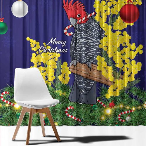 Australia Gang-gang Cockatoo Christmas Window Curtain Callocephalon Fimbriatum Golden Wattle Blue - Aussie Hoodie