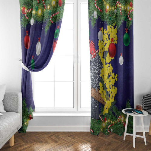 Australia Gang-gang Cockatoo Christmas Window Curtain Callocephalon Fimbriatum Golden Wattle Blue - Aussie Hoodie