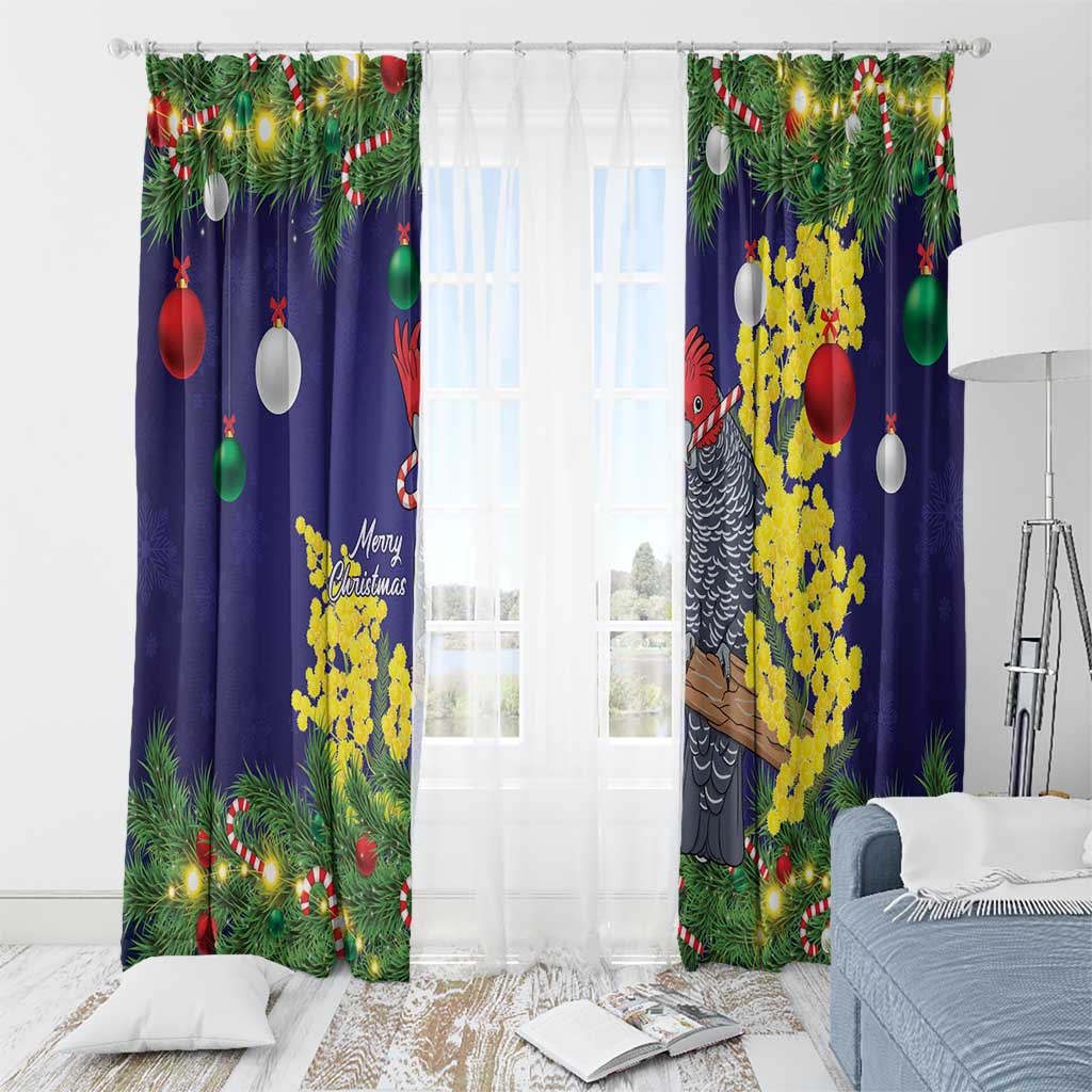 Australia Gang-gang Cockatoo Christmas Window Curtain Callocephalon Fimbriatum Golden Wattle Blue - Aussie Hoodie