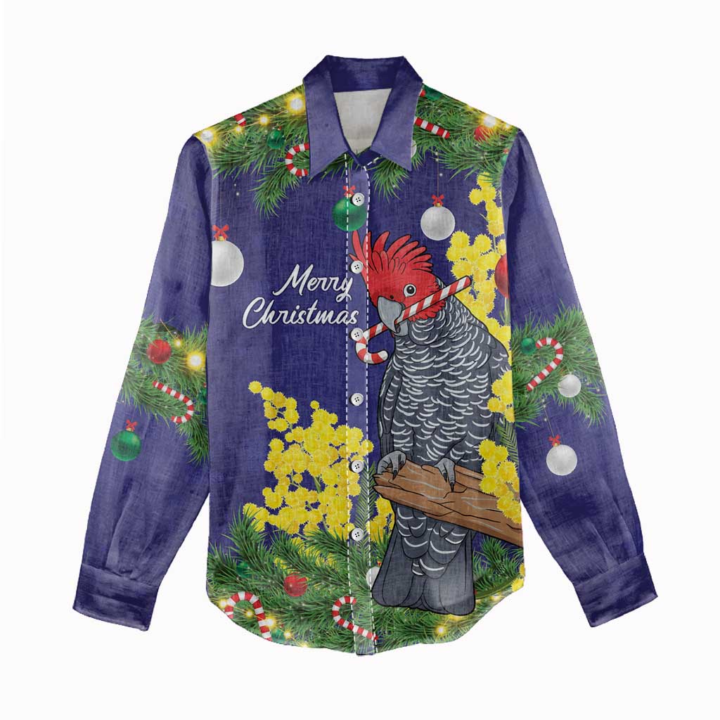 Australia Gang-gang Cockatoo Christmas Women Casual Shirt Callocephalon Fimbriatum Golden Wattle Blue - Aussie Hoodie