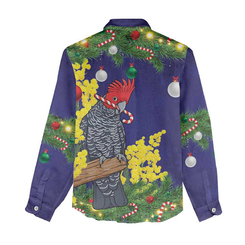 Australia Gang-gang Cockatoo Christmas Women Casual Shirt Callocephalon Fimbriatum Golden Wattle Blue - Aussie Hoodie