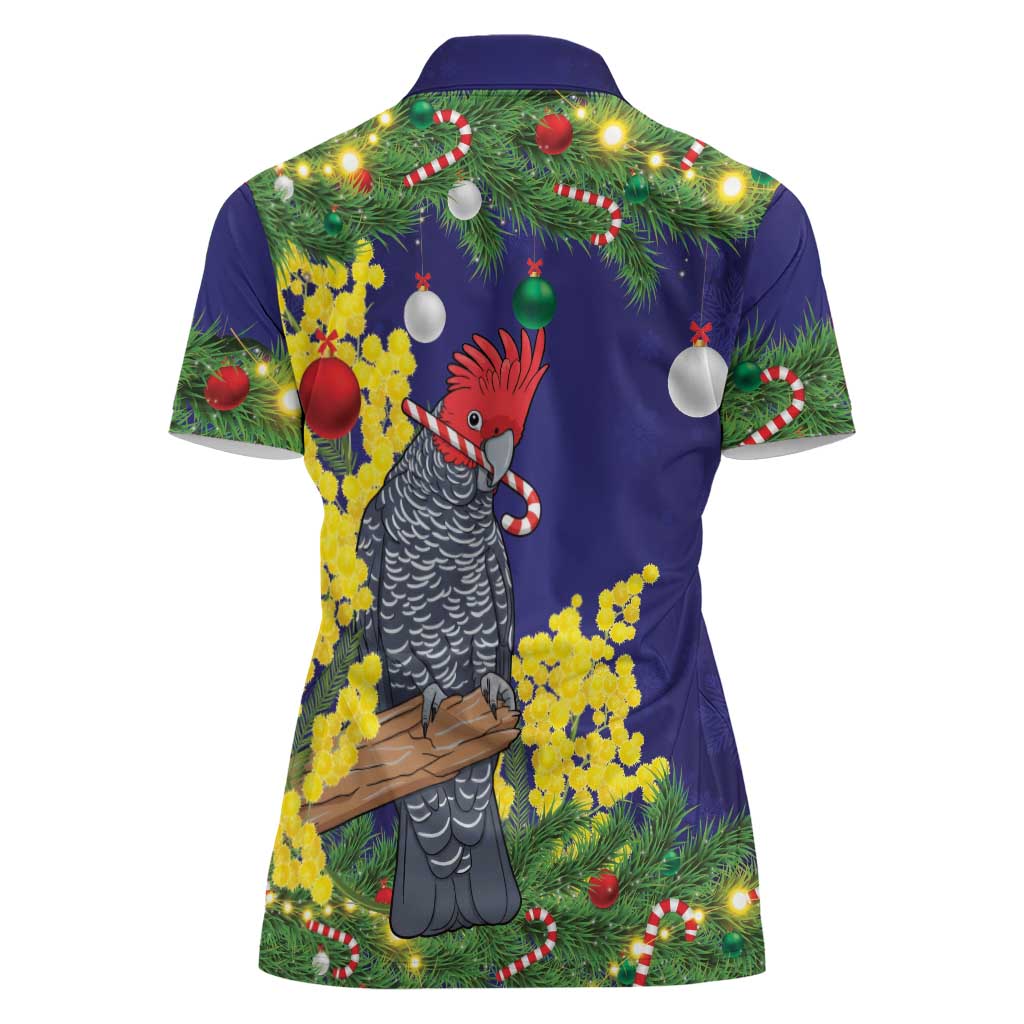 Australia Gang-gang Cockatoo Christmas Women Polo Shirt Callocephalon Fimbriatum Golden Wattle Blue - Aussie Hoodie