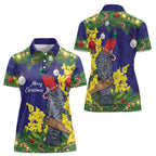 Australia Gang-gang Cockatoo Christmas Women Polo Shirt Callocephalon Fimbriatum Golden Wattle Blue - Aussie Hoodie