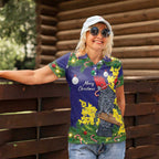 Australia Gang-gang Cockatoo Christmas Women Polo Shirt Callocephalon Fimbriatum Golden Wattle Blue - Aussie Hoodie