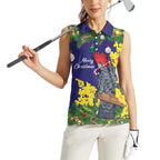 Australia Gang-gang Cockatoo Christmas Women Sleeveless Polo Shirt Callocephalon Fimbriatum Golden Wattle Blue - Aussie Hoodie
