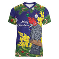 Australia Gang-gang Cockatoo Christmas Women V-Neck T-Shirt Callocephalon Fimbriatum Golden Wattle Blue - Aussie Hoodie