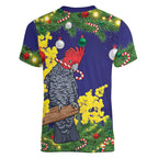 Australia Gang-gang Cockatoo Christmas Women V-Neck T-Shirt Callocephalon Fimbriatum Golden Wattle Blue - Aussie Hoodie