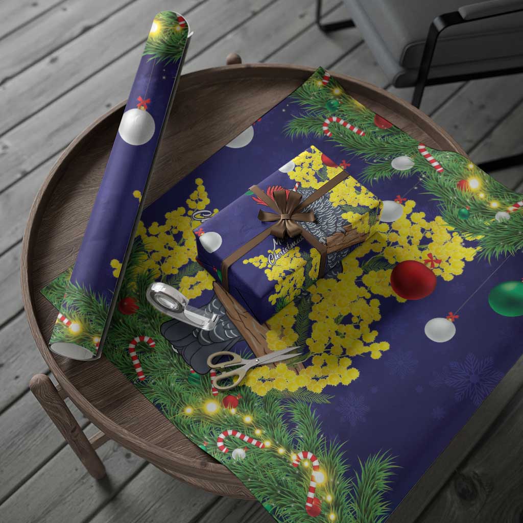 Australia Gang-gang Cockatoo Christmas Wrapping Paper Callocephalon Fimbriatum Golden Wattle Blue - Aussie Hoodie