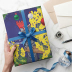 Australia Gang-gang Cockatoo Christmas Wrapping Paper Callocephalon Fimbriatum Golden Wattle Blue - Aussie Hoodie